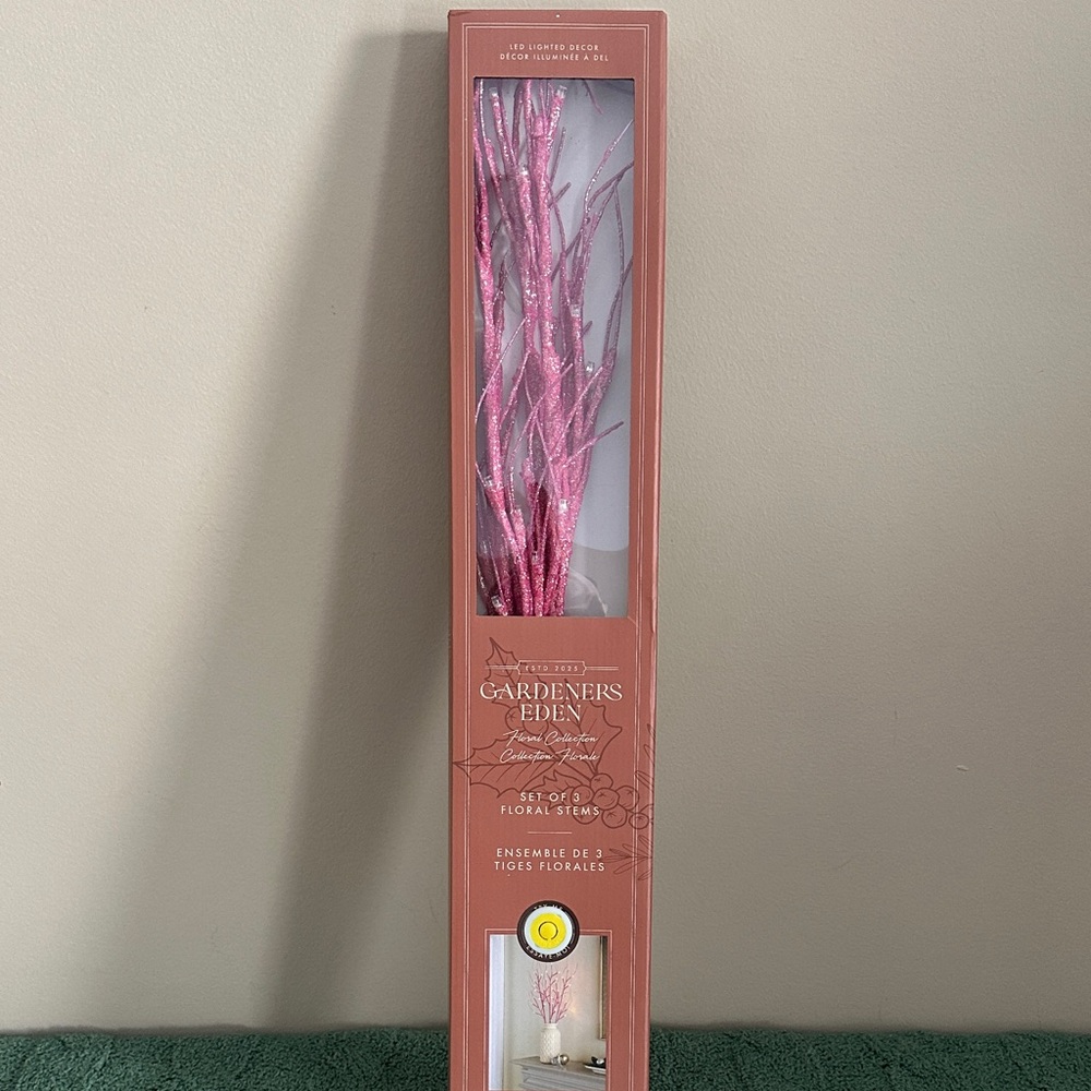 Gardeners Eden Valentine Pink Floral Light Up Stems Pink Glitter Twinkle Lights